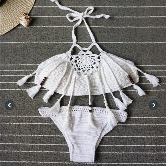 White Crocheted Bikini Suit Size Small - Picture 5 of 6